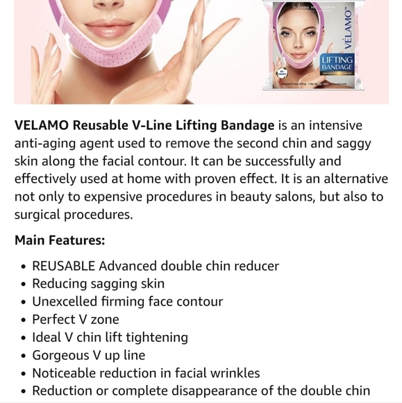 VELAMO Reusable V Line Mask Facial Slimming Strap, Double Chin Reducer, Chin Up. - Picture 9 of 10